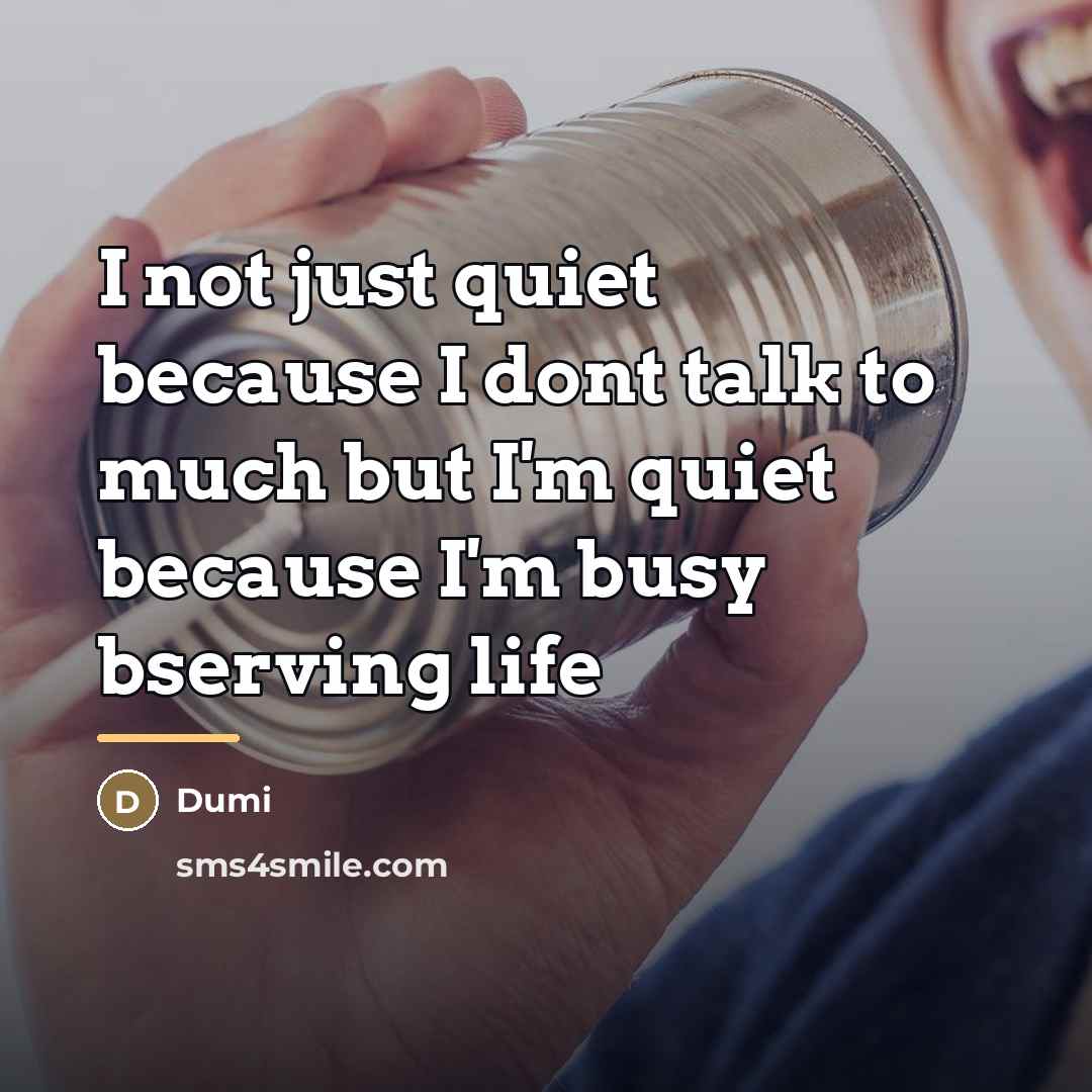 “I not just quiet because I dont talk to much…” quote by Dumi