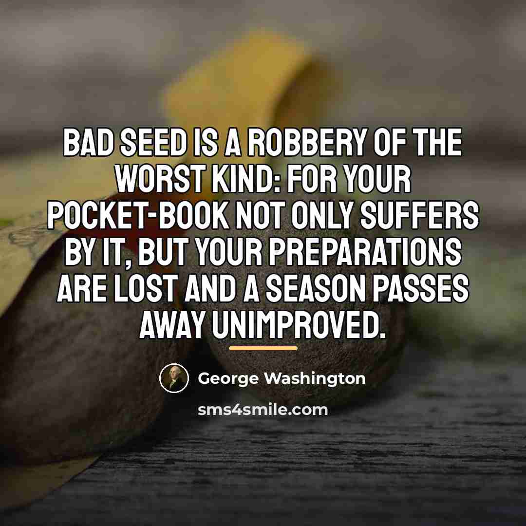 “Bad seed is a robbery of the worst kind: for…” quote by George Washington