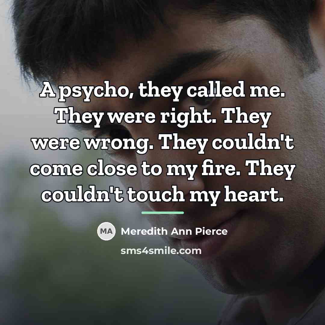 “A psycho, they called me. They were right. They were…” quote by Meredith Ann Pierce