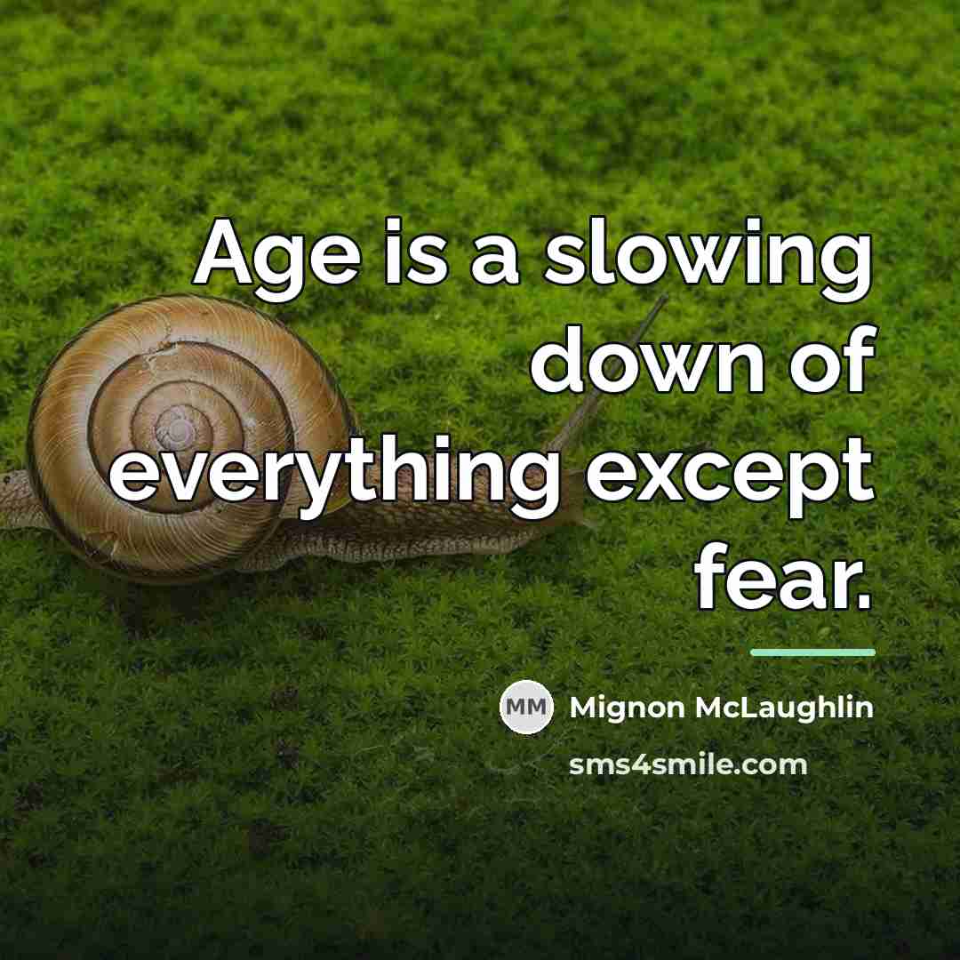 “Age is a slowing down of everything except fear.…” quote by Mignon McLaughlin