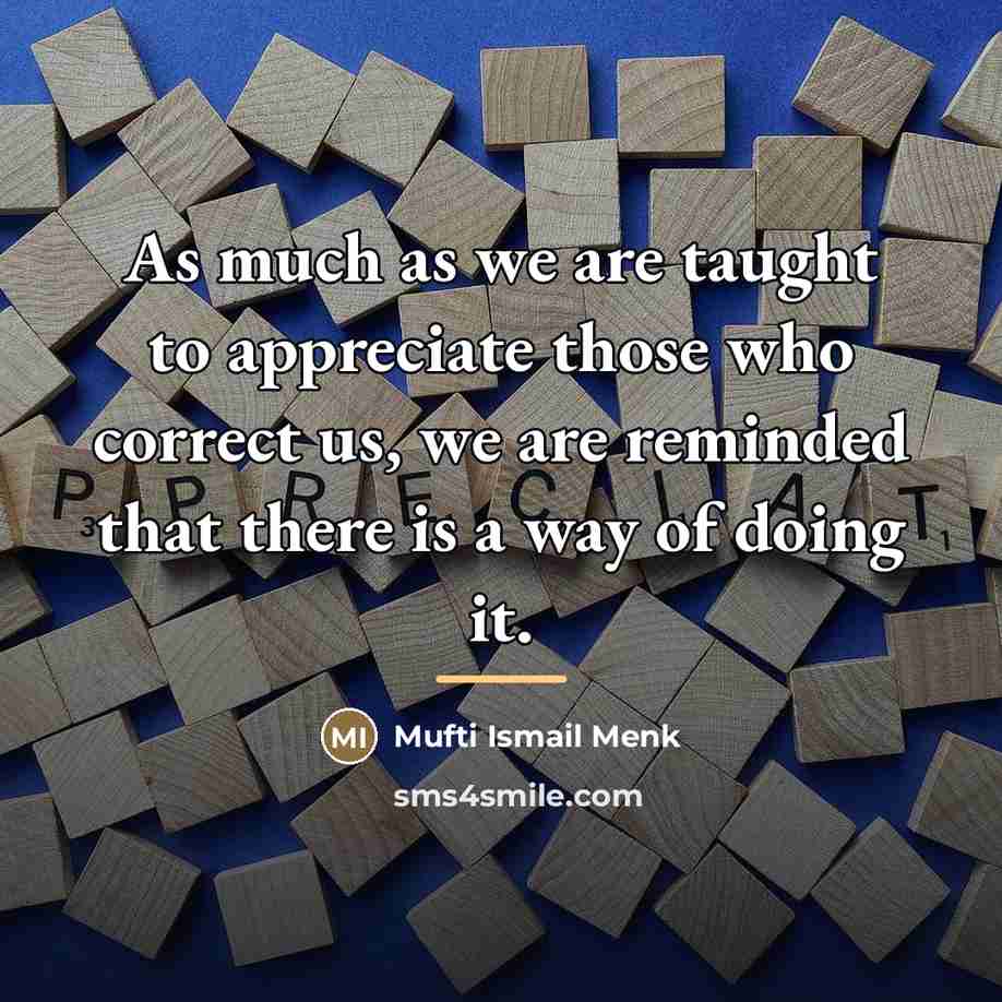 “As much as we are taught to appreciate those who…” quote by Mufti Ismail Menk