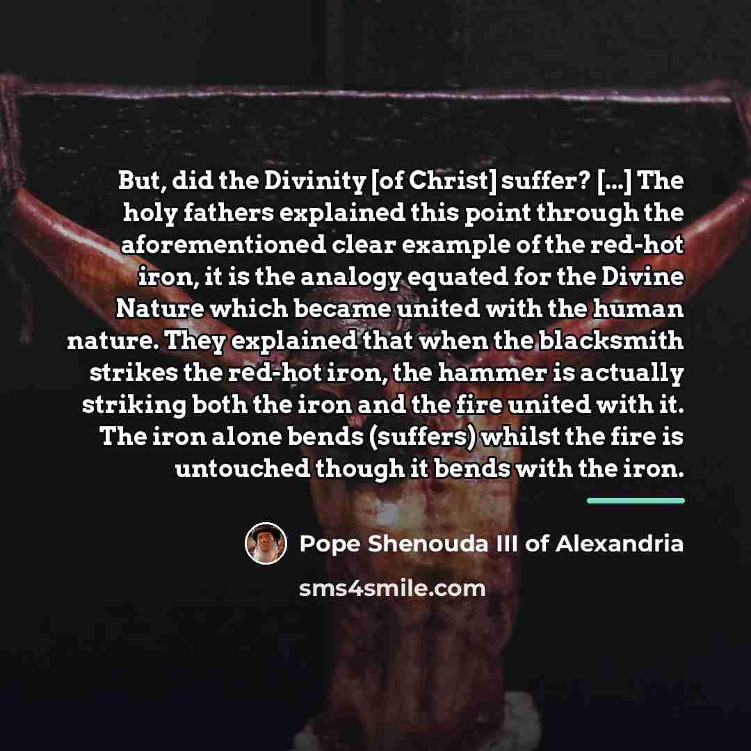 “But, did the Divinity [of Christ] suffer? [...] The holy…” quote by Pope Shenouda III of Alexandria
