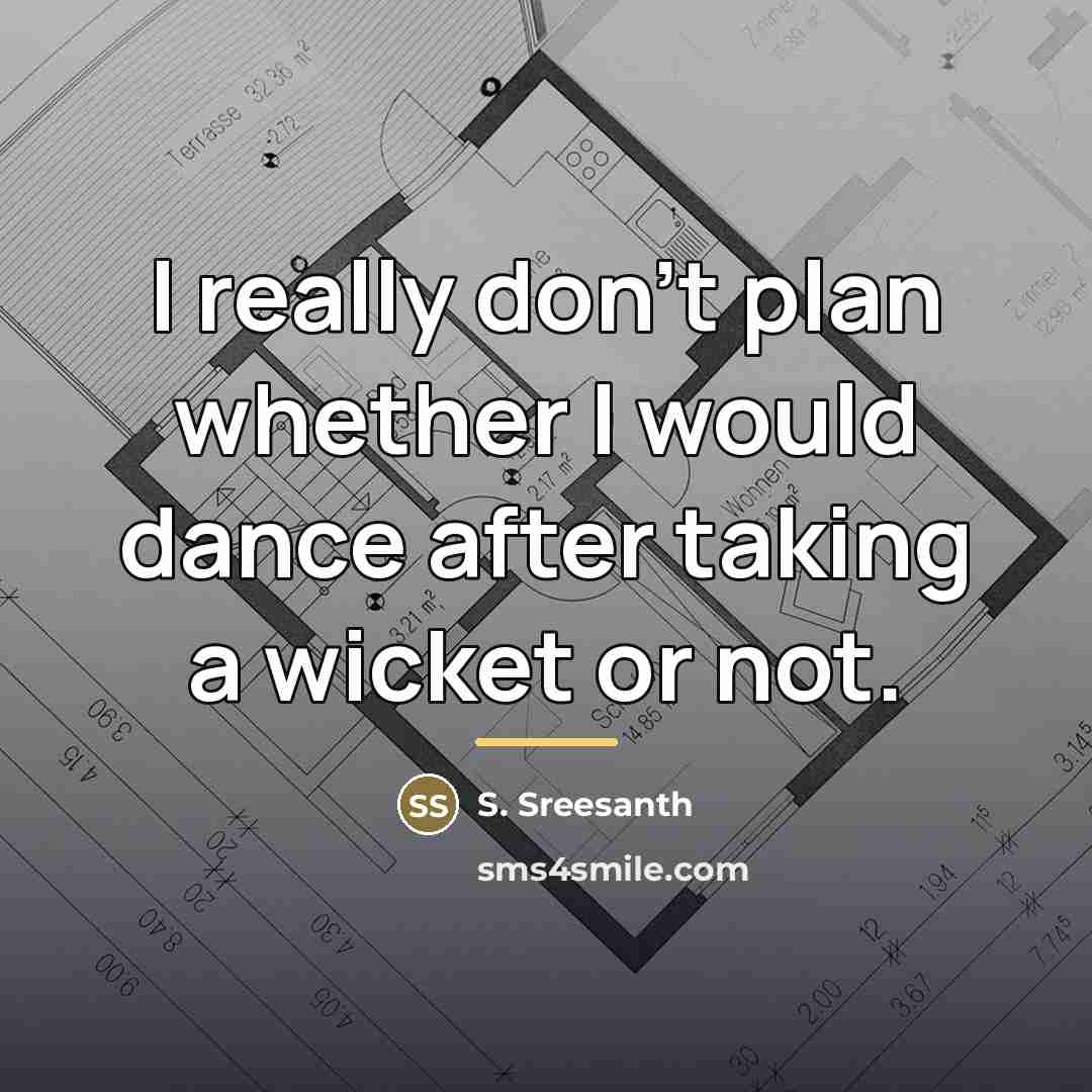 “I really don't plan whether I would dance after taking…” quote by S. Sreesanth