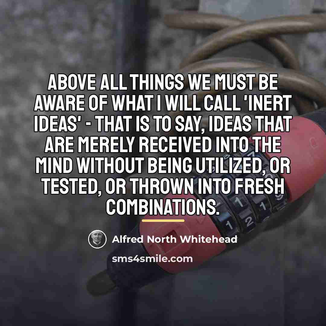 “Above all things we must be aware of what I…” quote by Alfred North Whitehead