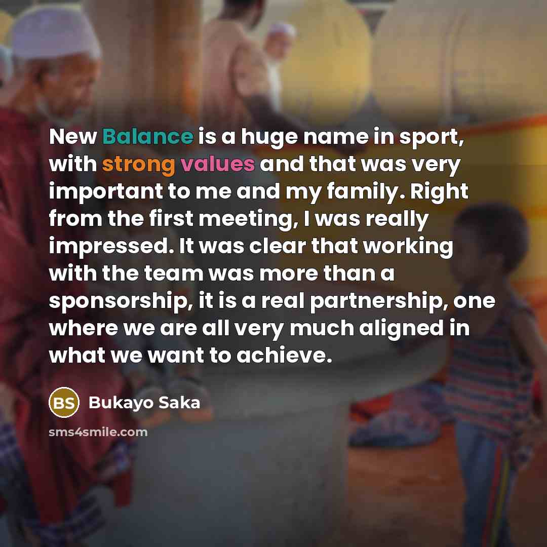 “New Balance is a huge name in sport, with strong…” quote by Bukayo Saka