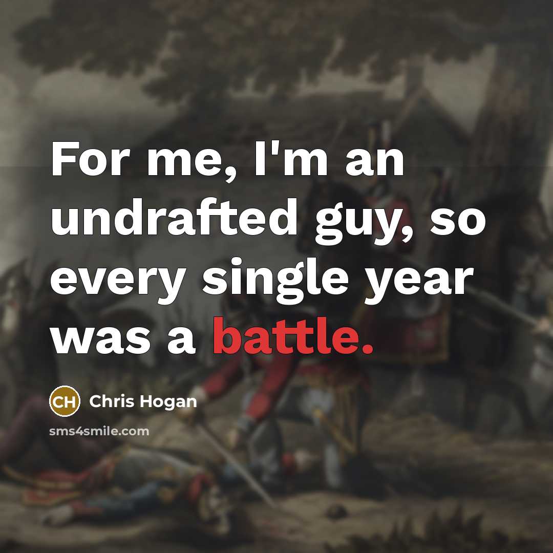 “For me, I'm an undrafted guy, so every single year…” quote by Chris Hogan
