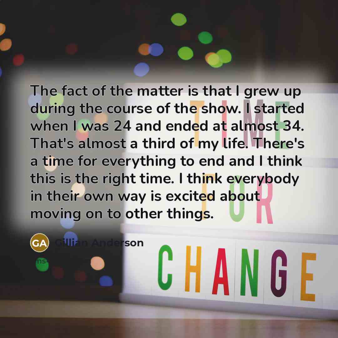 “The fact of the matter is that I grew up…” quote by Gillian Anderson