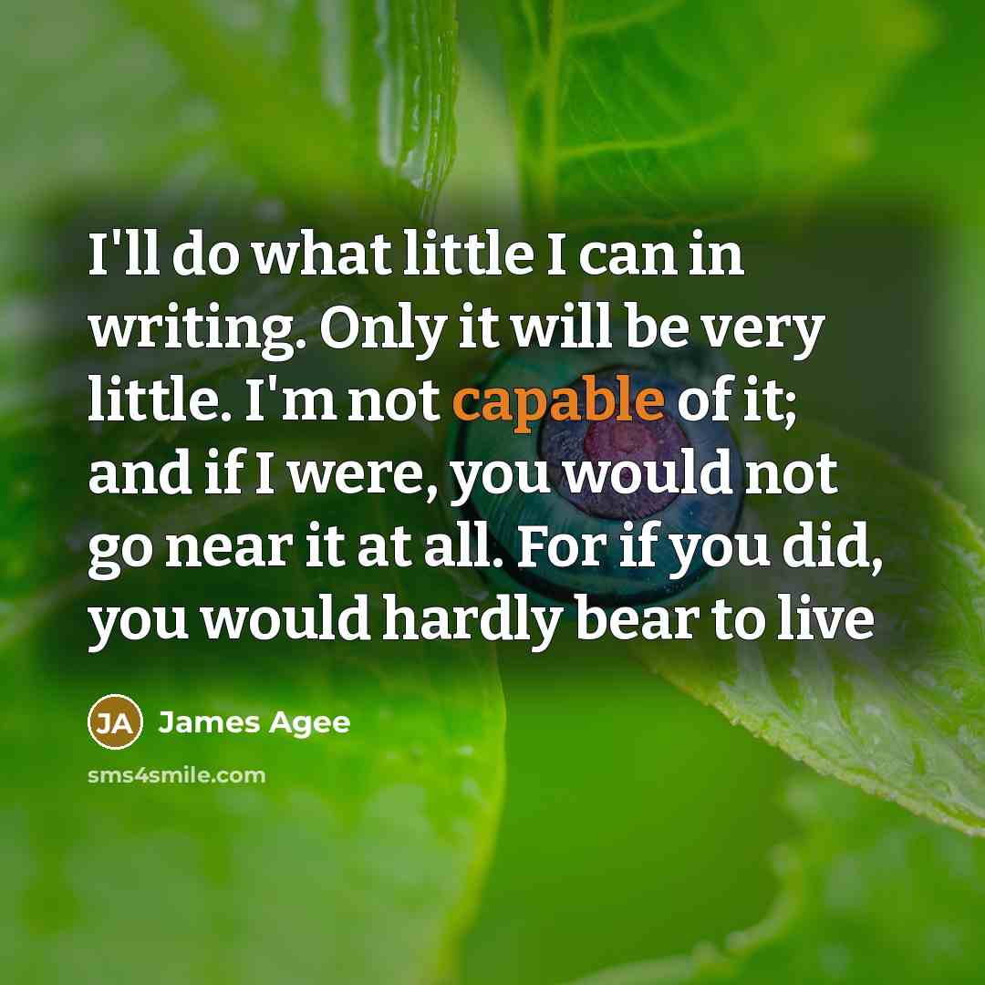 “I'll do what little I can in writing. Only it…” quote by James Agee