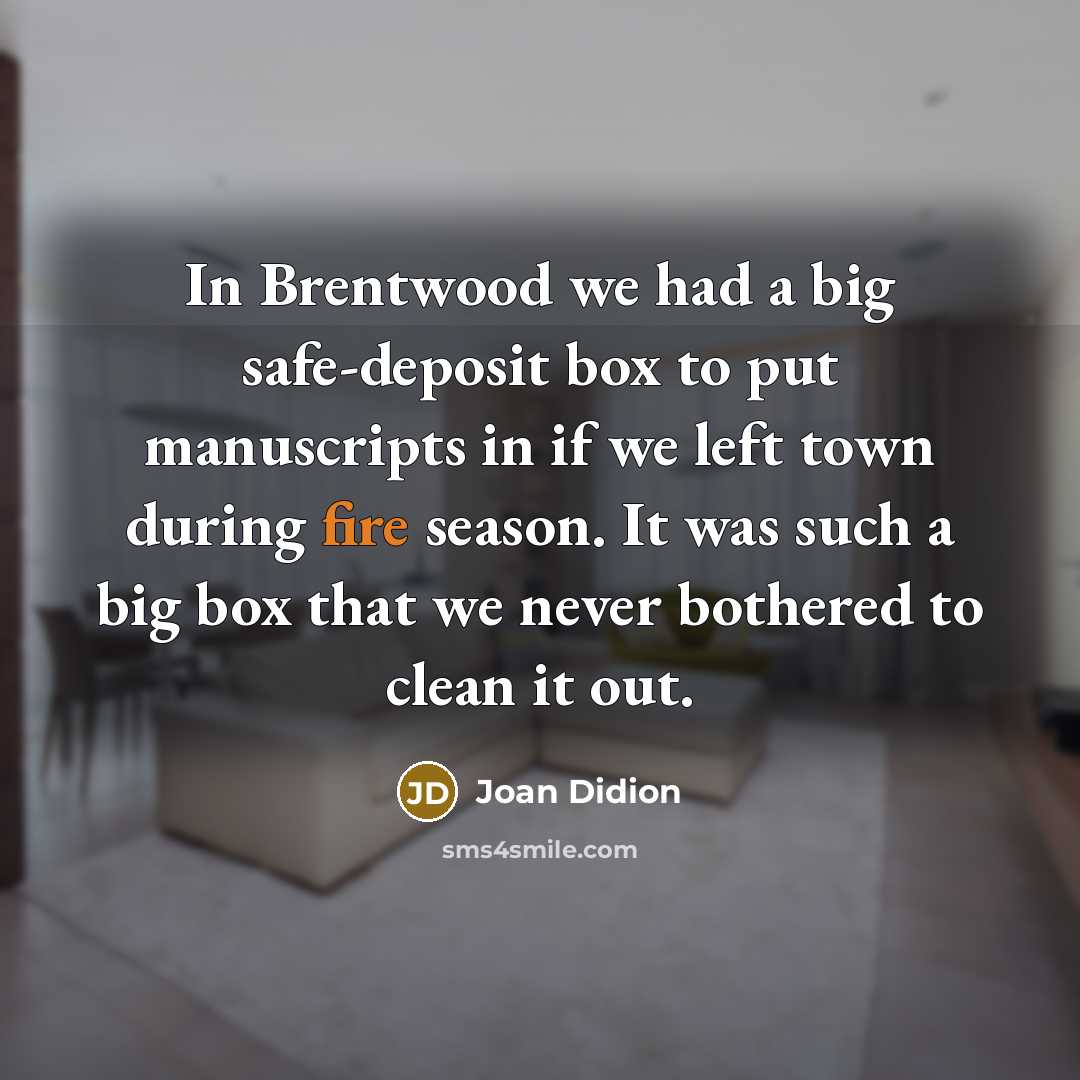 “In Brentwood we had a big safe-deposit box to put…” quote by Joan Didion