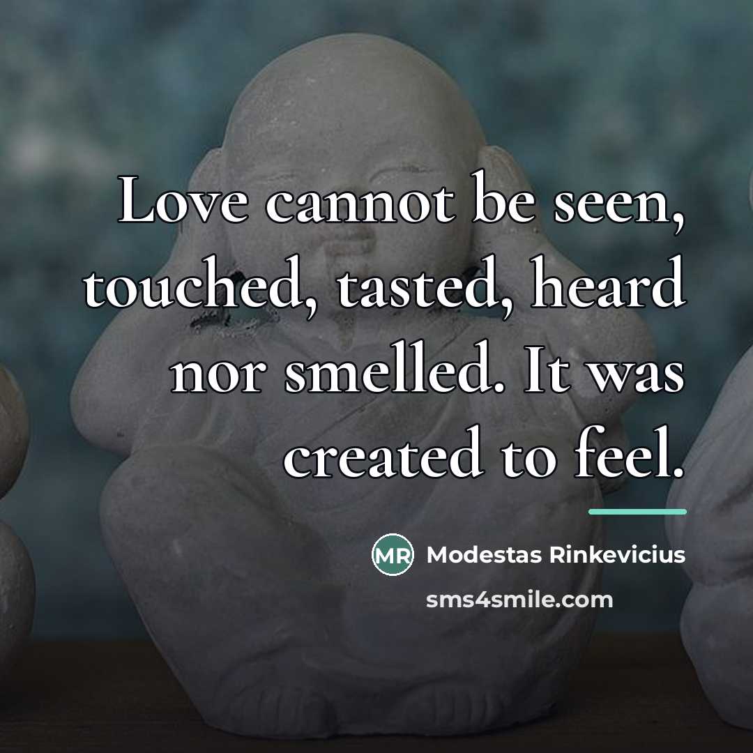 “Love cannot be seen, touched, tasted, heard nor smelled. It…” quote by Modestas Rinkevicius