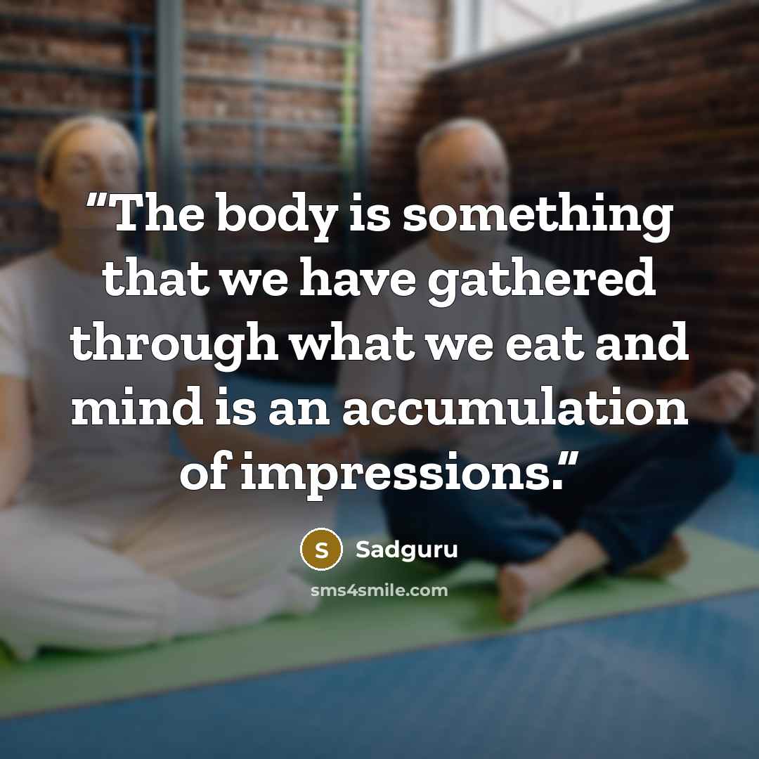 “The body is something that we have gathered through what we eat and mind is an accumulation of impressions.” quote by Sadguru