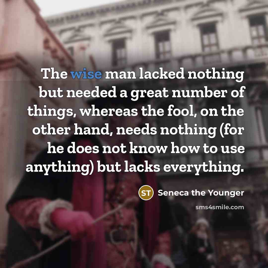“The wise man lacked nothing but needed a great number…” quote by Seneca the Younger