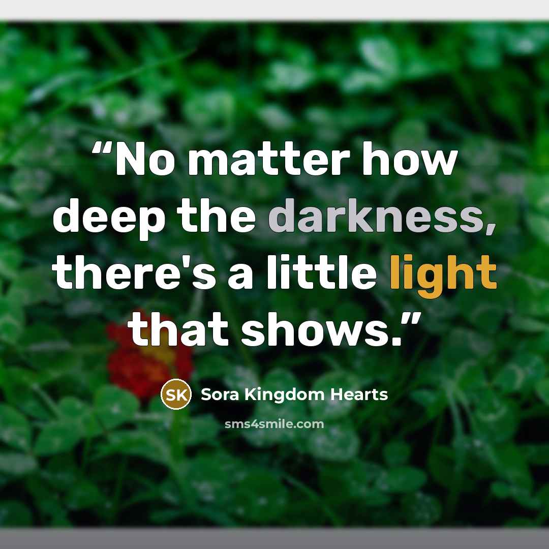 “No matter how deep the darkness, there's a little light that shows.” quote by Sora Kingdom Hearts