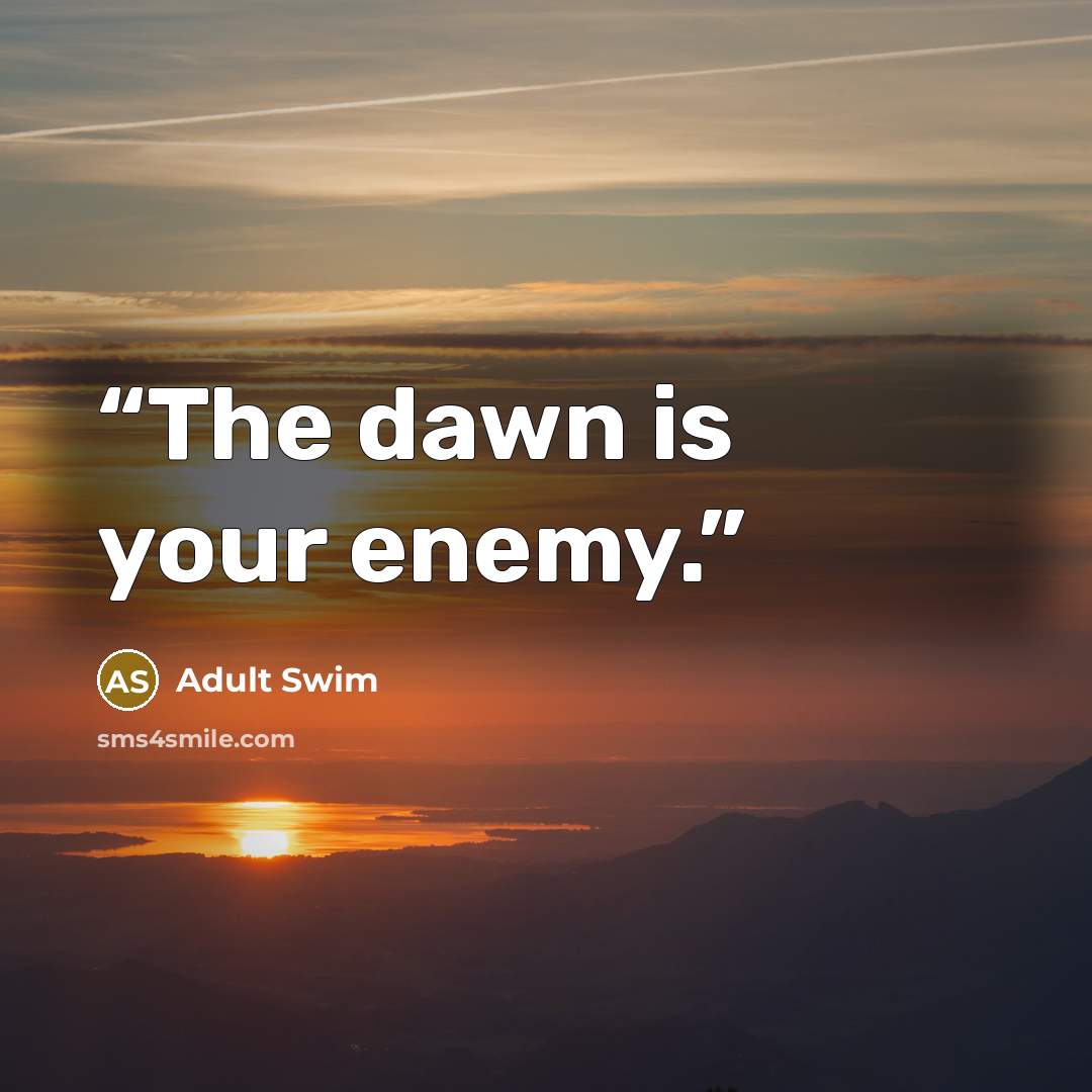 “The dawn is your enemy.” quote by Adult Swim