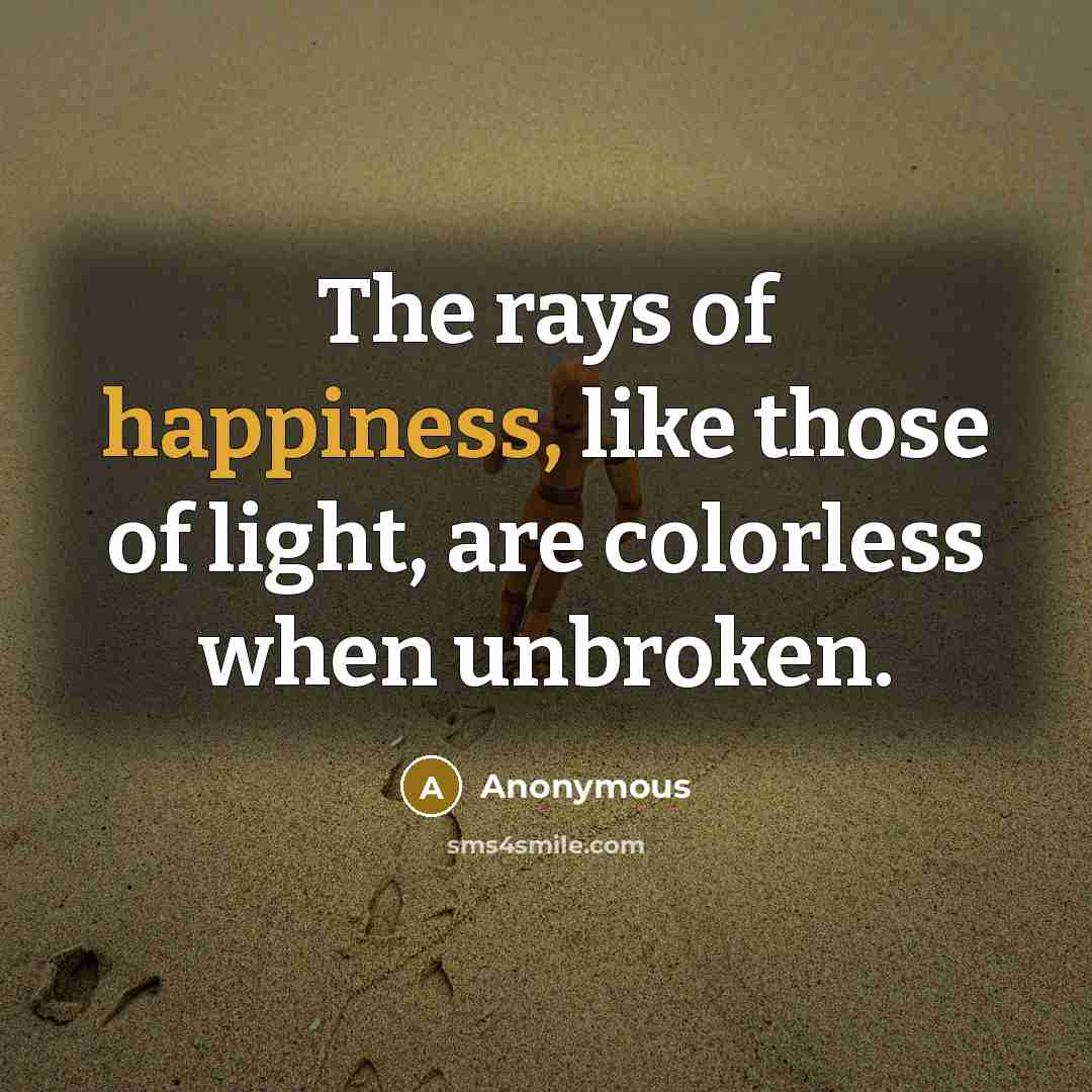 “The rays of happiness, like those of light, are colorless…” quote by Anonymous