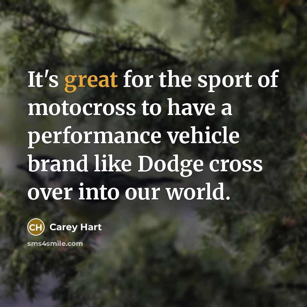 “It's great for the sport of motocross to have a…” quote by Carey Hart