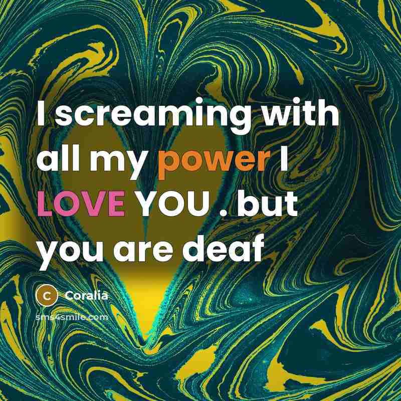“I screaming with all my power I LOVE YOU . but you are deaf” quote by Coralia