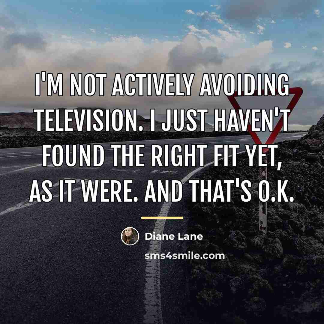 “I'm not actively avoiding television. I just haven't found the…” quote by Diane Lane