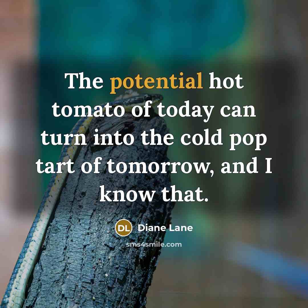 “The potential hot tomato of today can turn into the…” quote by Diane Lane