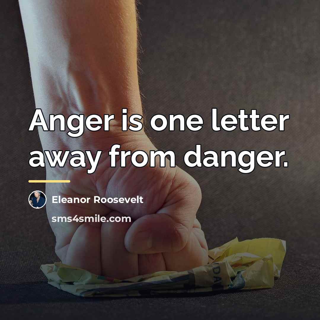 “Anger is one letter away from danger.…” quote by Eleanor Roosevelt