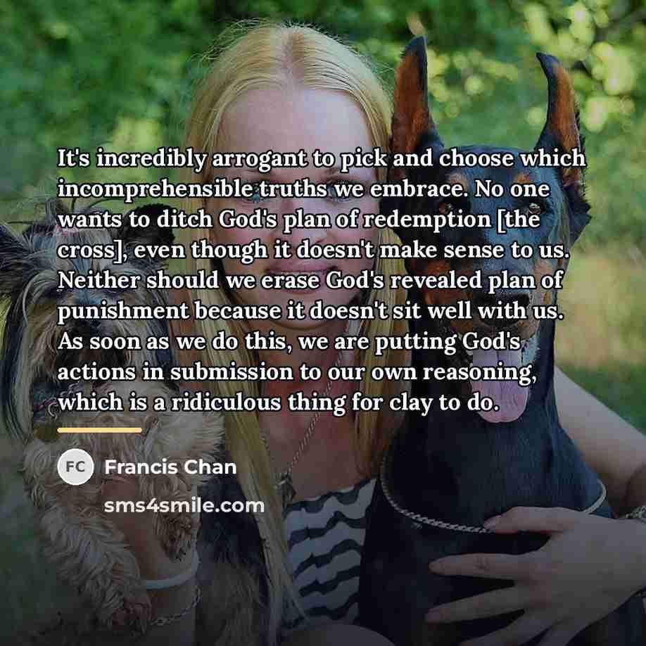 “It's incredibly arrogant to pick and choose which incomprehensible truths…” quote by Francis Chan