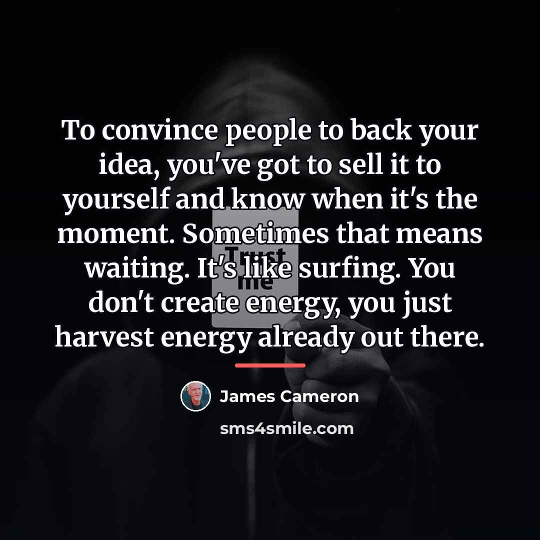 “To convince people to back your idea, you've got to…” quote by James Cameron