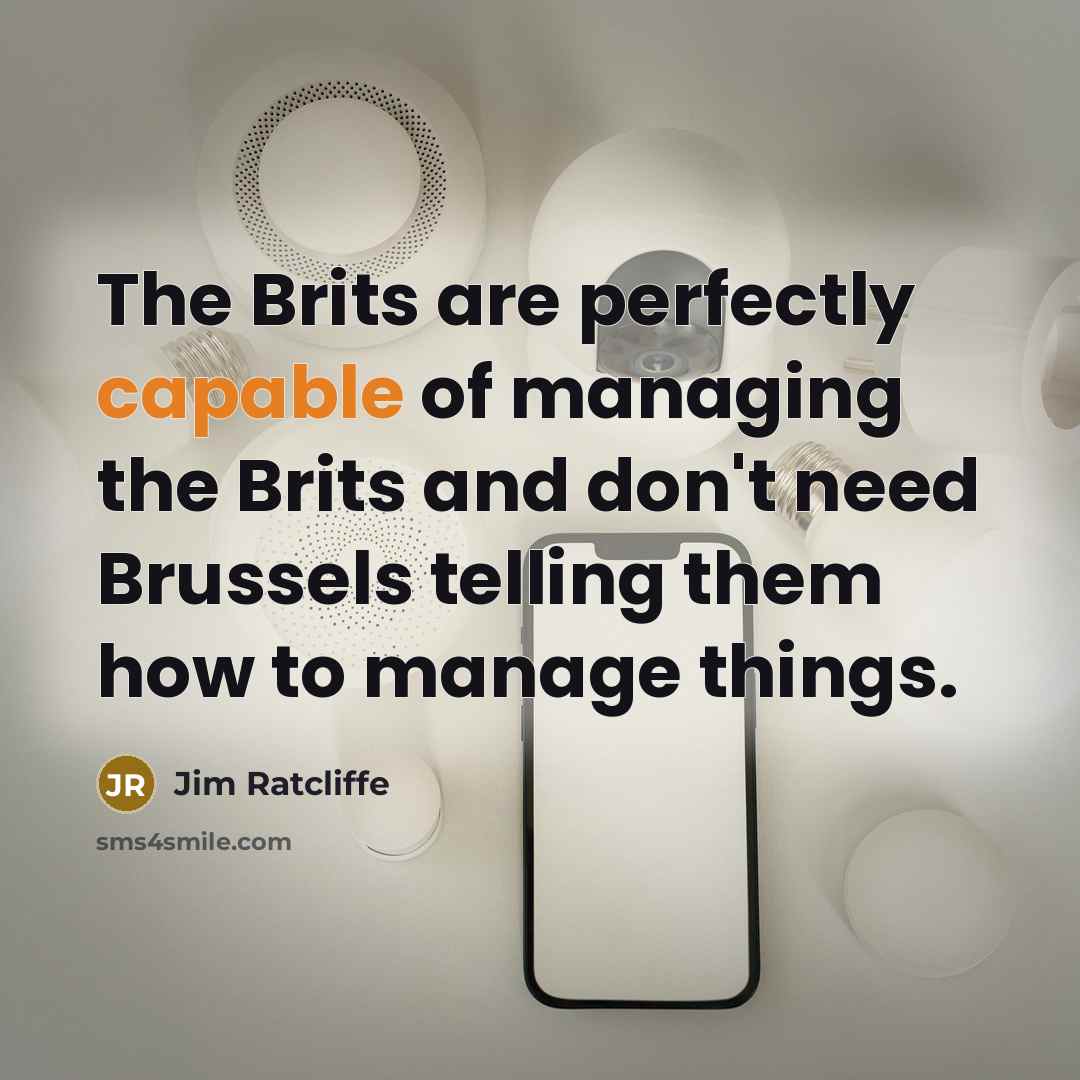 “The Brits are perfectly capable of managing the Brits and don't need Brussels telling them how to manage things.” quote by Jim Ratcliffe
