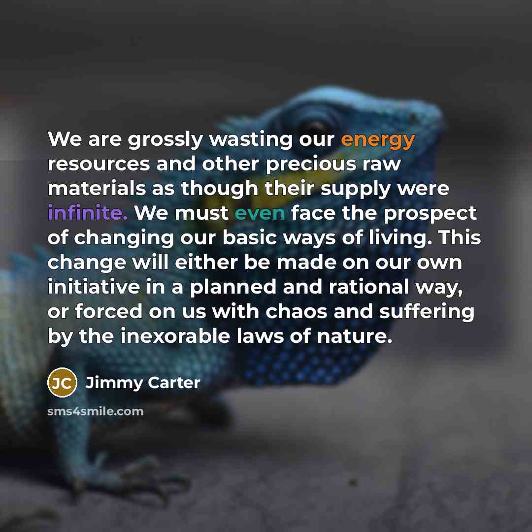 “We are grossly wasting our energy resources and other precious…” quote by Jimmy Carter