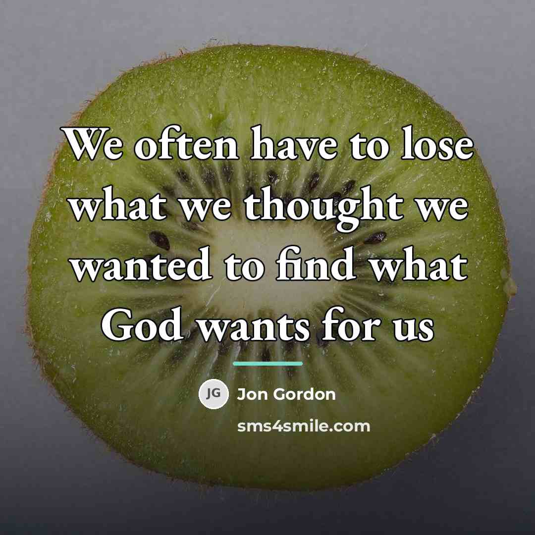 “We often have to lose what we thought we wanted…” quote by Jon Gordon