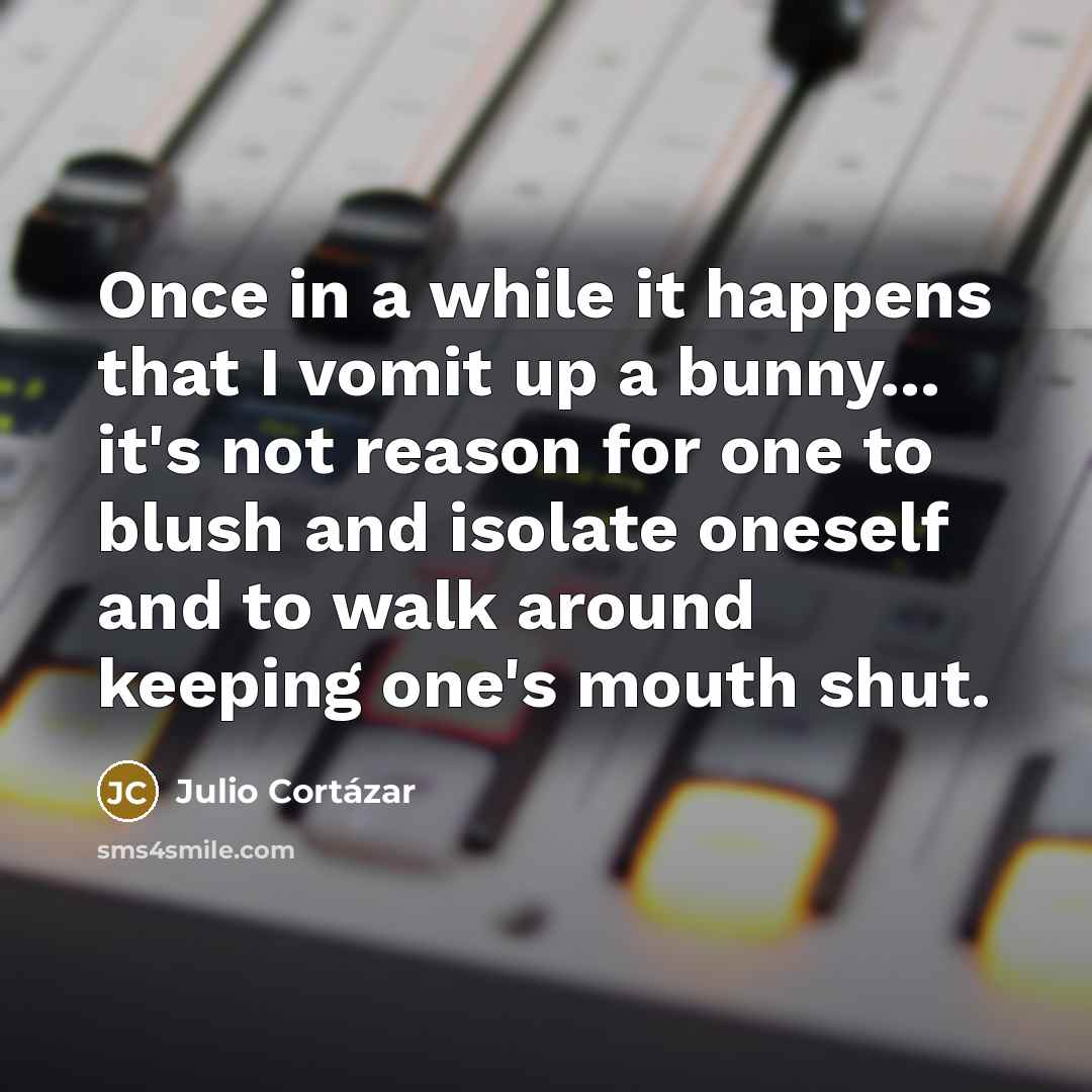 “Once in a while it happens that I vomit up…” quote by Julio Cortazar