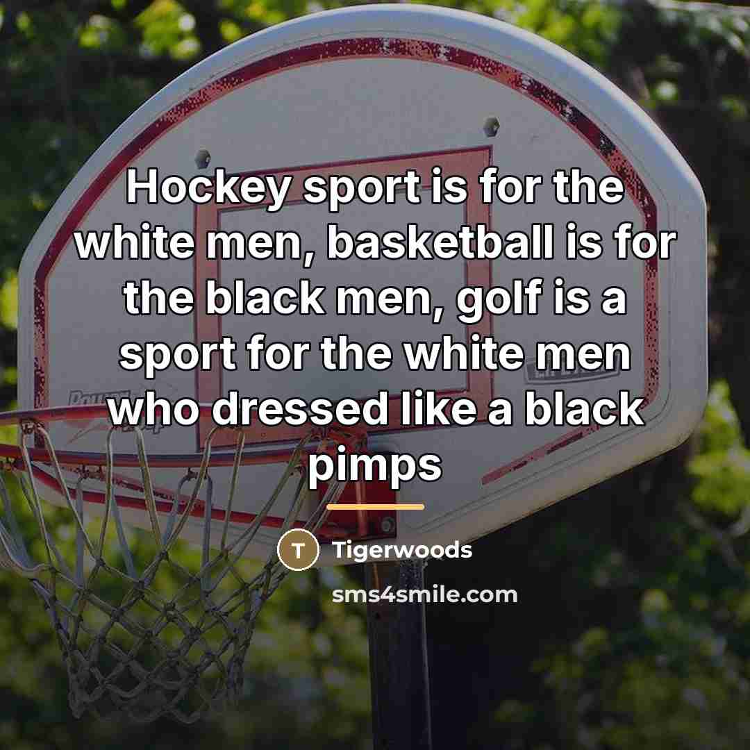 “Hockey sport is for the white men, basketball is for the black men, golf is a sport for the white men who dressed like a black pimps” quote by Anonymous