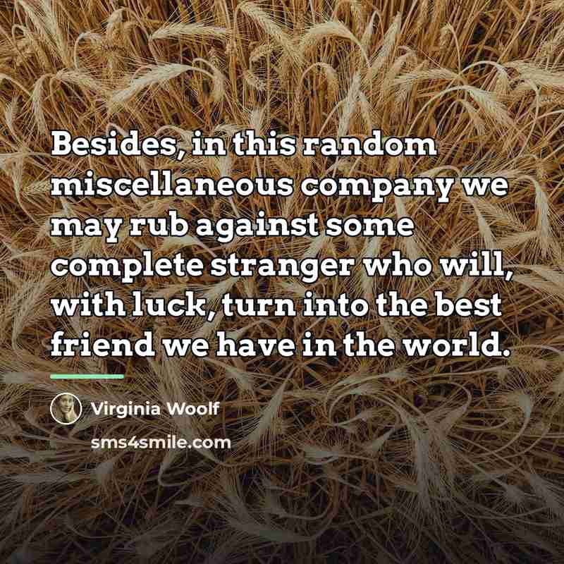 “Besides, in this random miscellaneous company we may rub against…” quote by Virginia Woolf