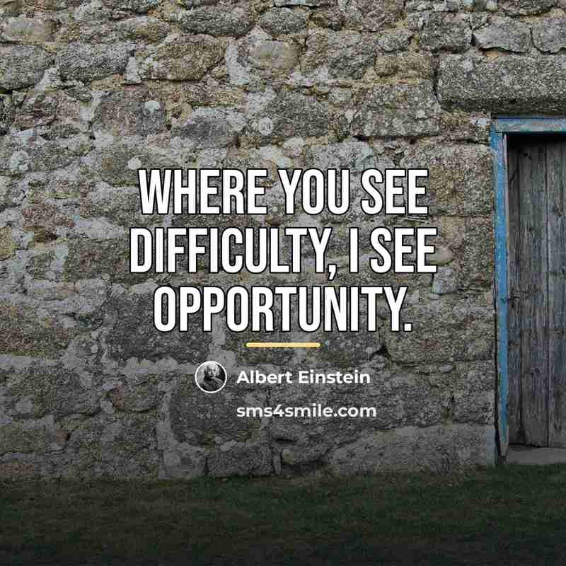 “Where you see difficulty, I see opportunity.…” quote by Albert Einstein