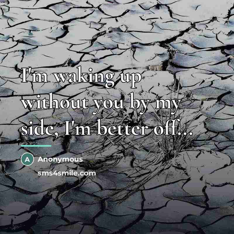 “I'm waking up without you by my side, I'm better…” quote by Anonymous