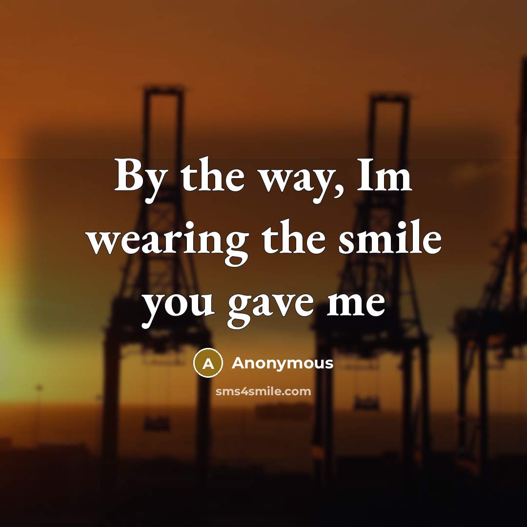 “By the way, Im wearing the smile you gave me…” quote by Anonymous