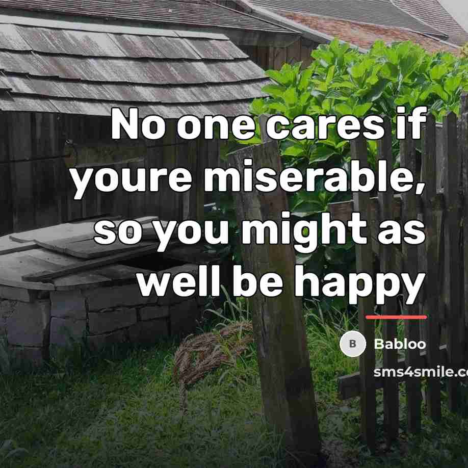 “No one cares if youre miserable, so you might as…” quote by Babloo