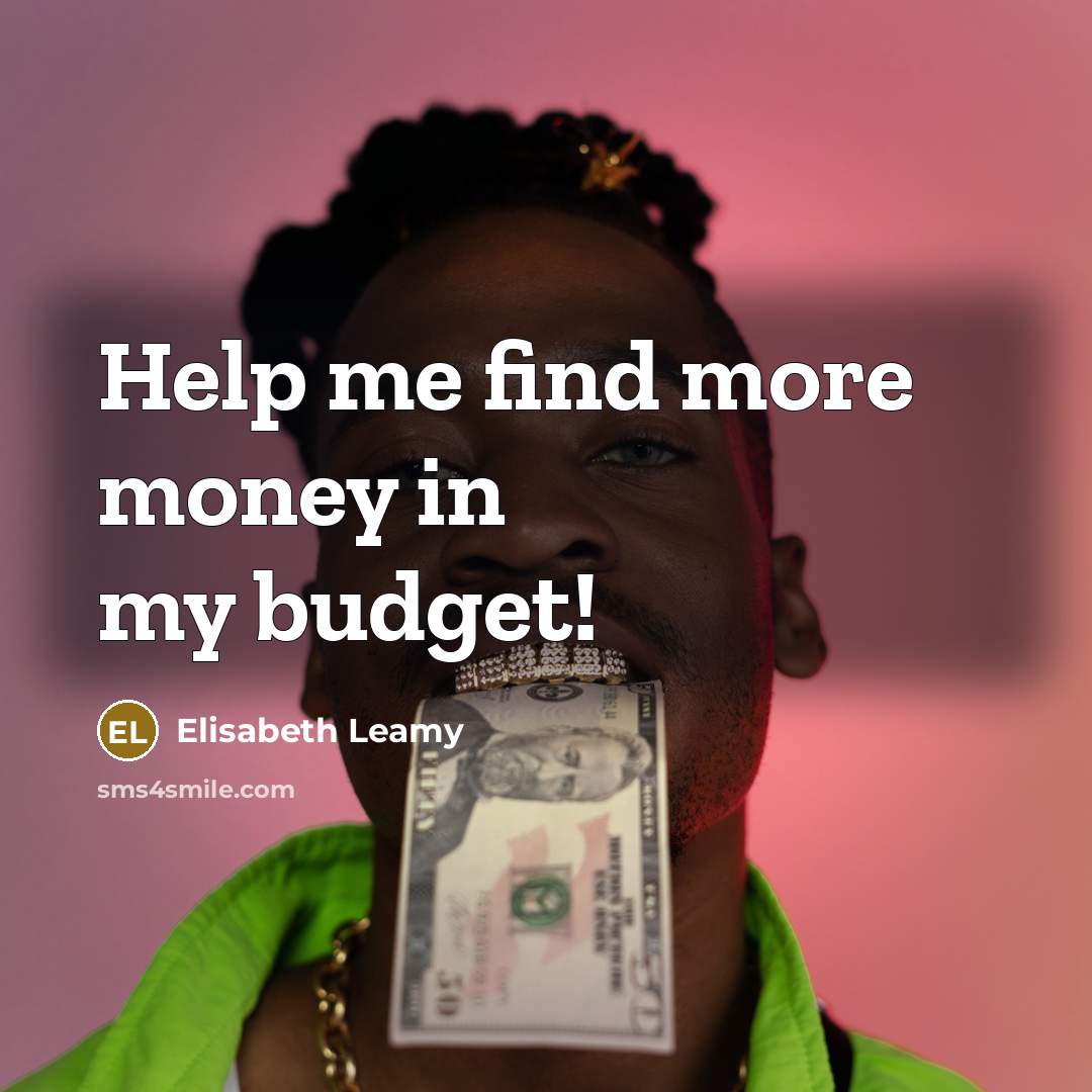 “Help me find more money in my budget!…” quote by Elisabeth Leamy