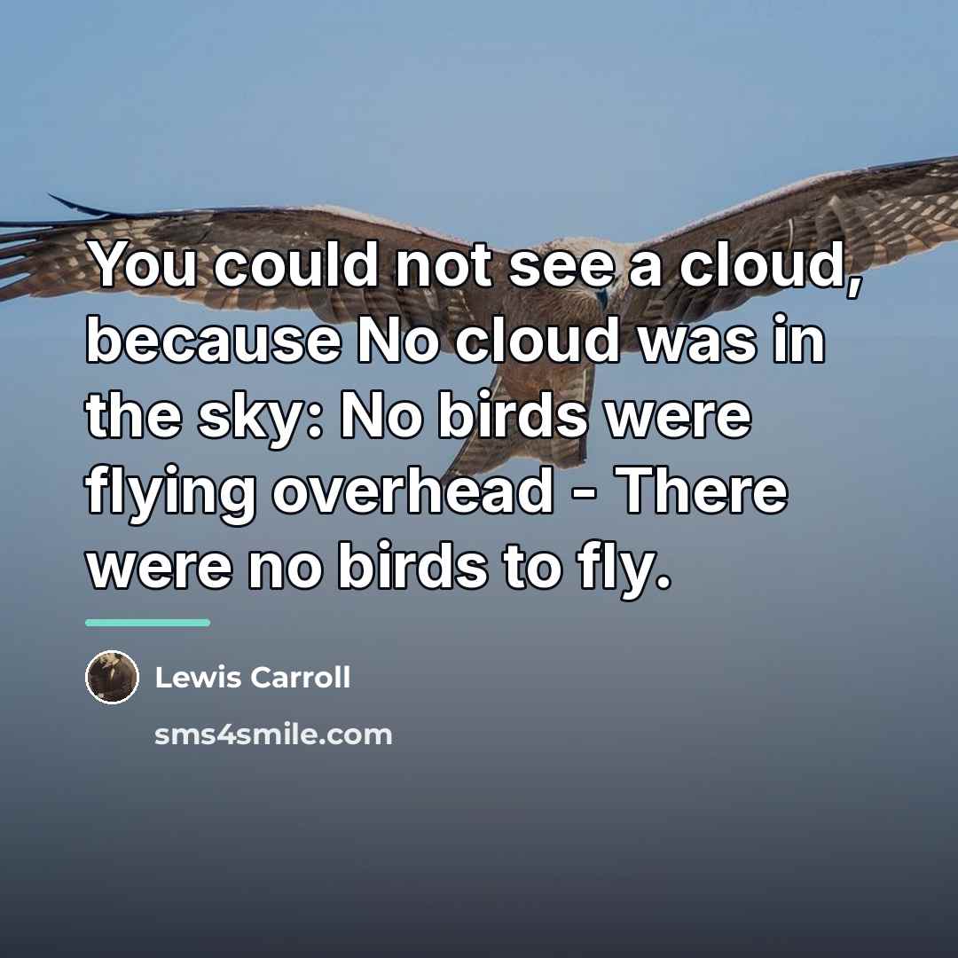 “You could not see a cloud, because No cloud was…” quote by Lewis Carroll
