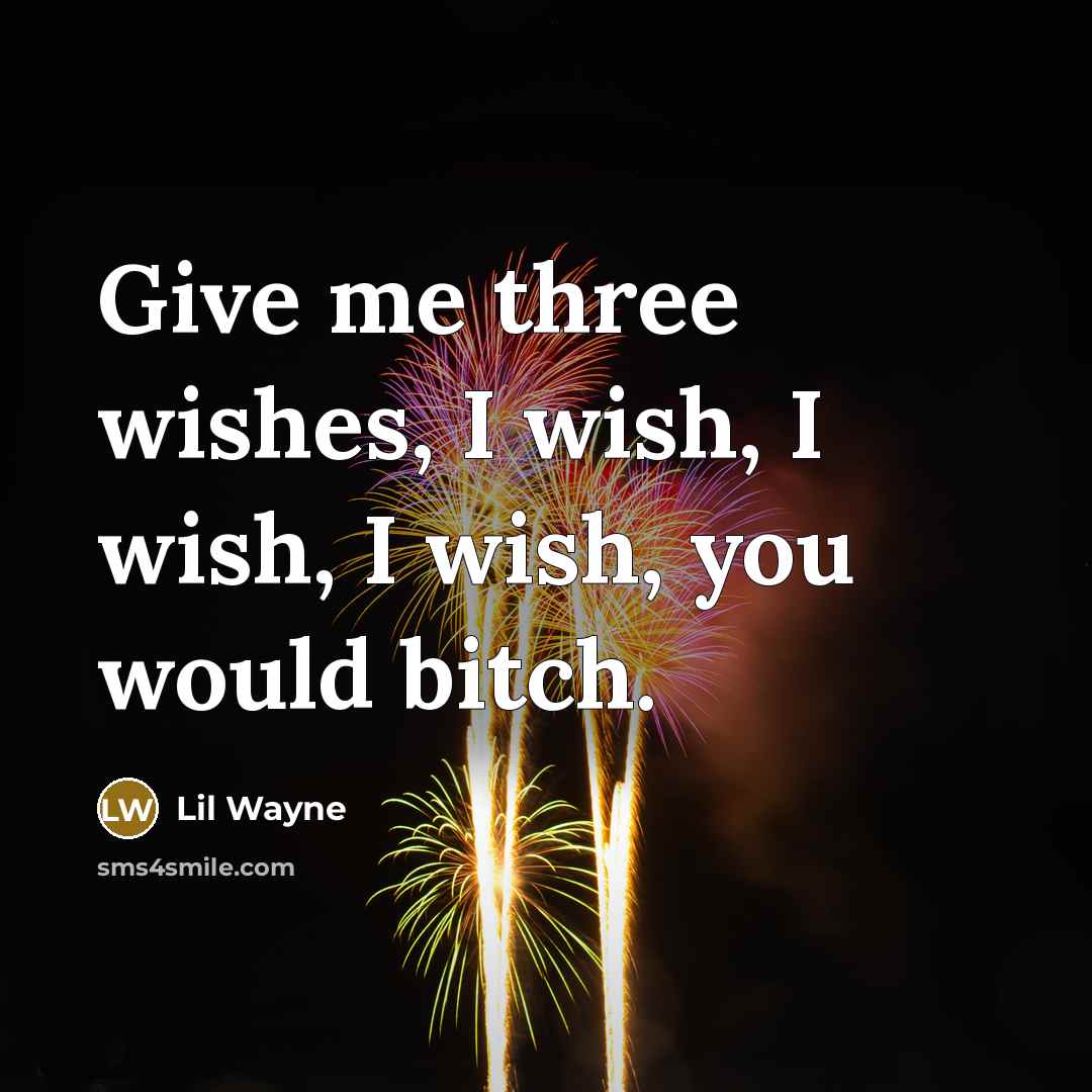 “Give me three wishes, I wish, I wish, I wish,…” quote by Lil Wayne