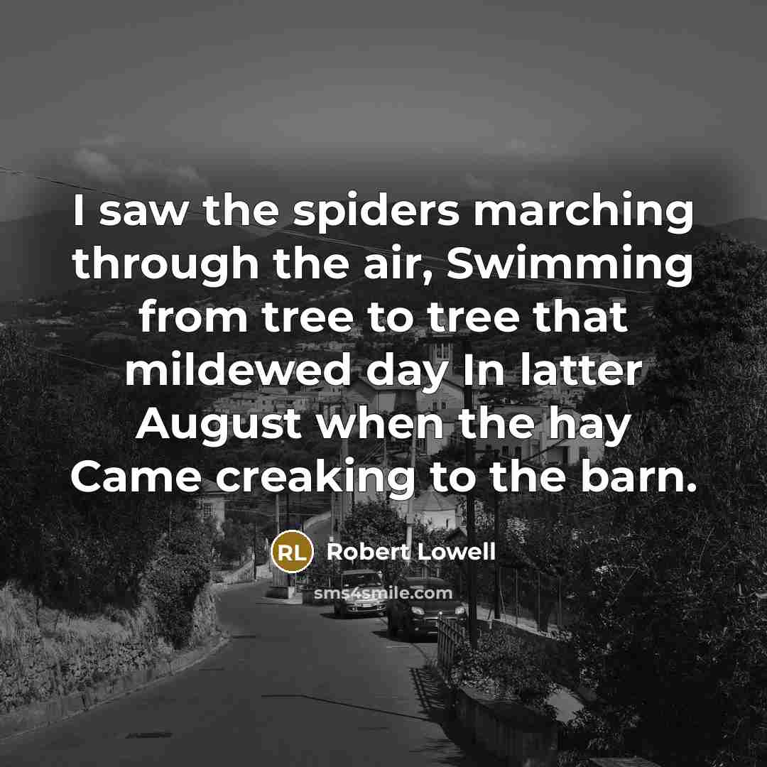 “I saw the spiders marching through the air, Swimming from…” quote by Robert Lowell
