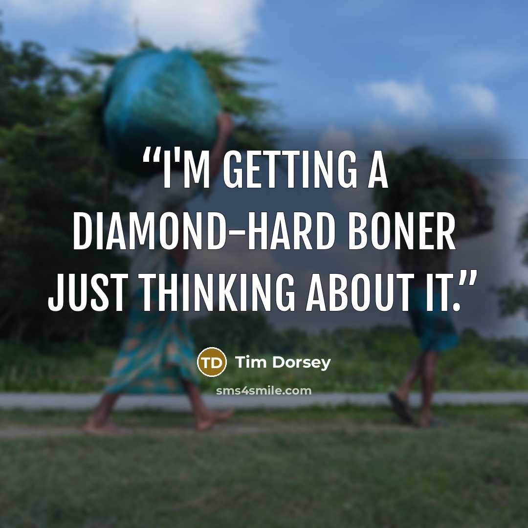 “I'm getting a diamond-hard boner just thinking about it.” quote by Tim Dorsey
