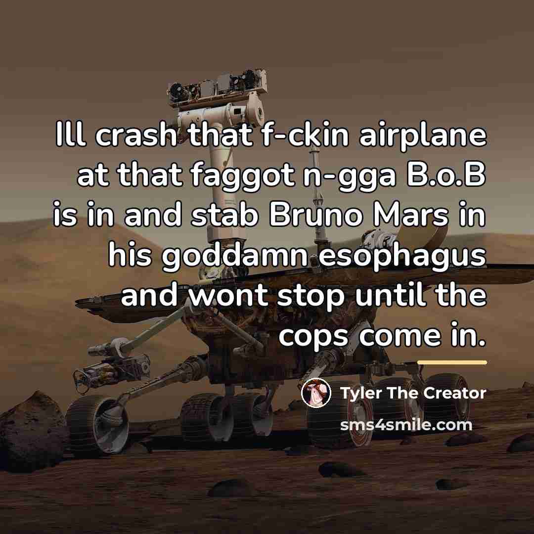 “Ill crash that f-ckin airplane at that faggot n-gga B.o.B…” quote by Tyler The Creator