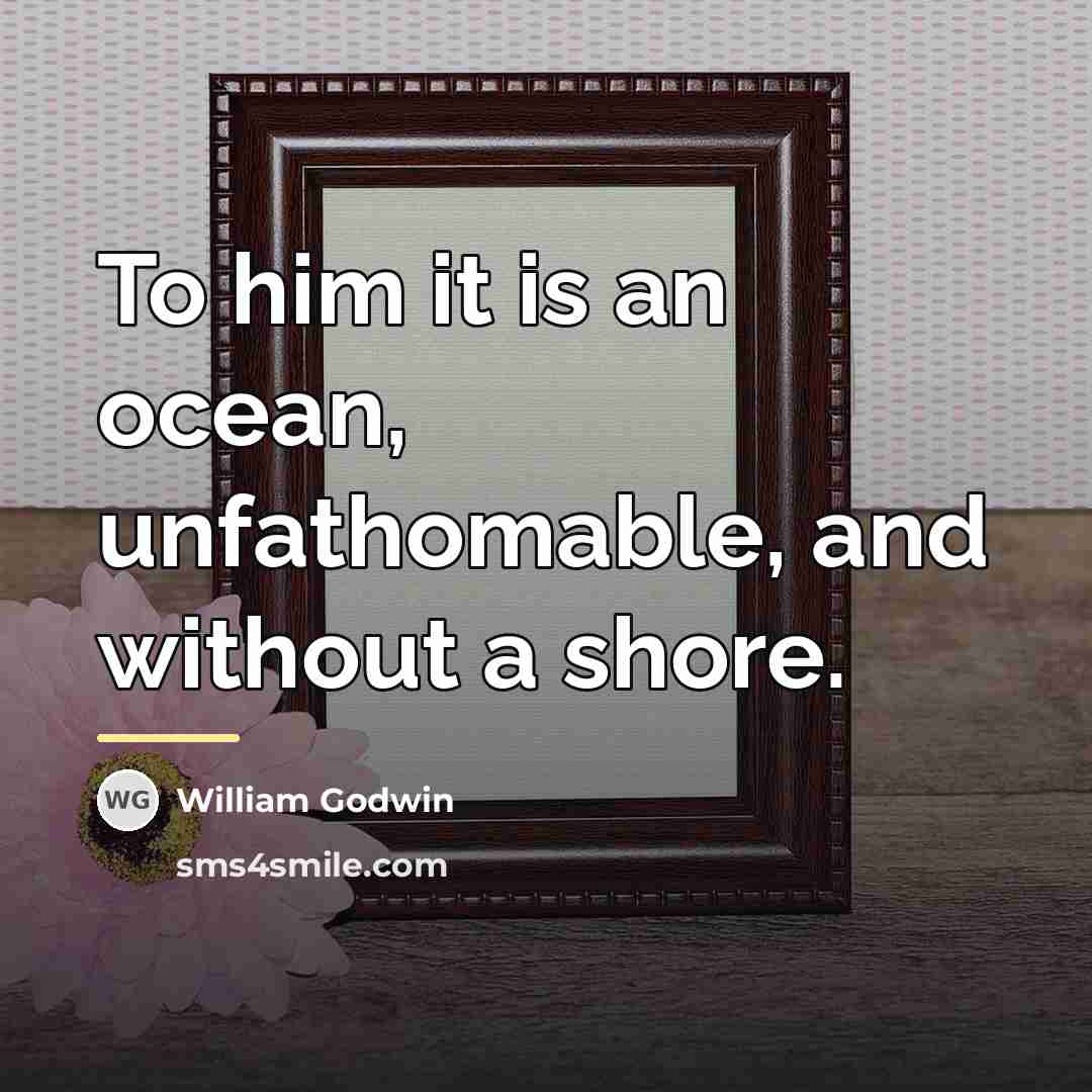 “To him it is an ocean, unfathomable, and without a…” quote by William Godwin