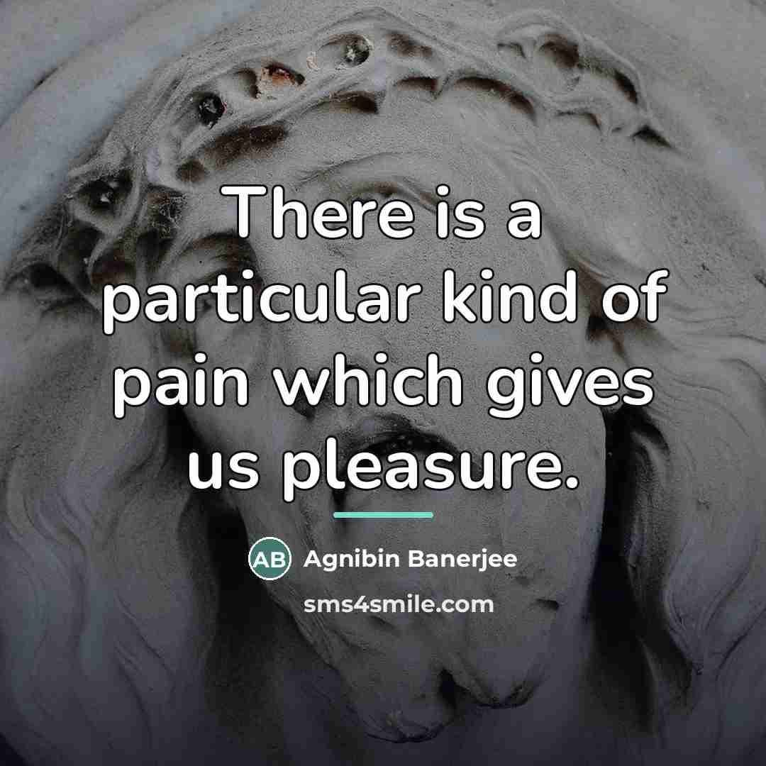 “There is a particular kind of pain which gives us…” quote by Agnibin Banerjee