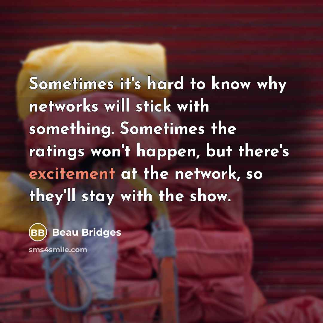 “Sometimes it's hard to know why networks will stick with…” quote by Beau Bridges