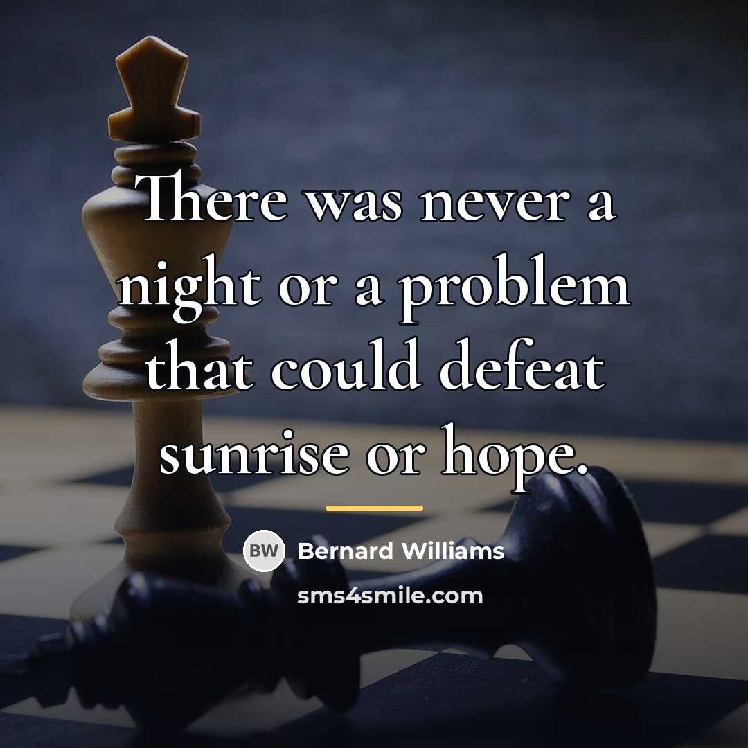 “There was never a night or a problem that could…” quote by Bernard Williams