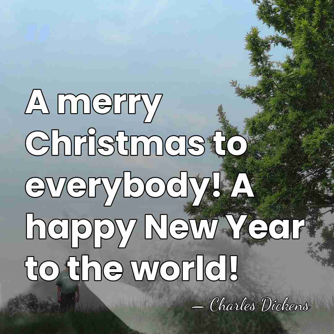 A merry Christmas to everybody! A happy New Year to the world! - Charles Dickens