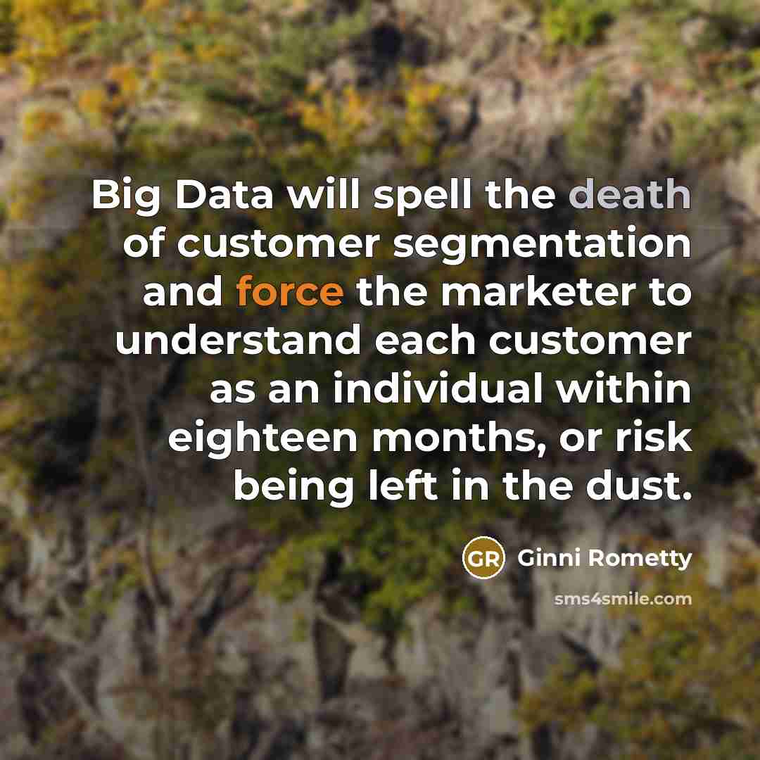 “Big Data will spell the death of customer segmentation and…” quote by Ginni Rometty