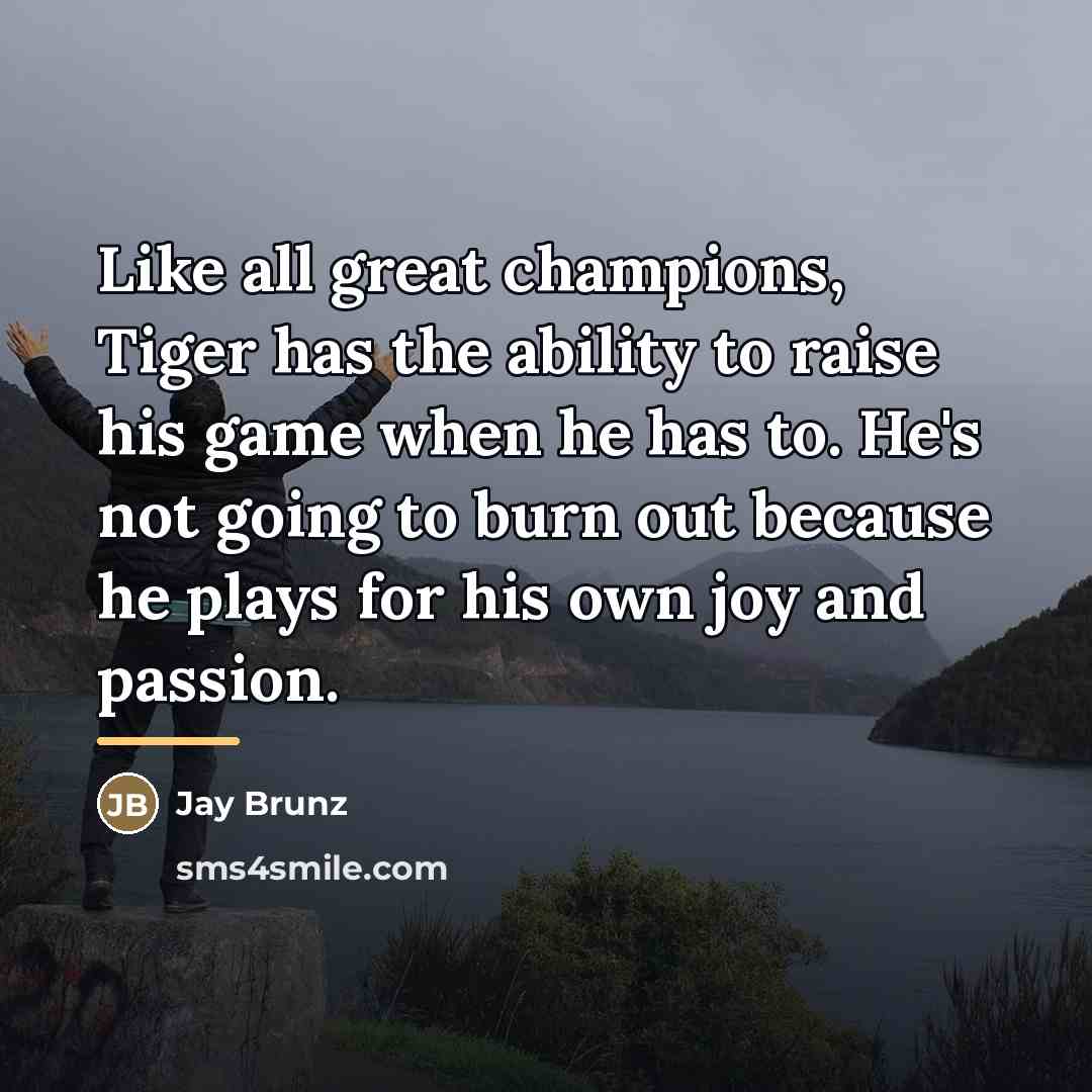 “Like all great champions, Tiger has the ability to raise…” quote by Jay Brunz