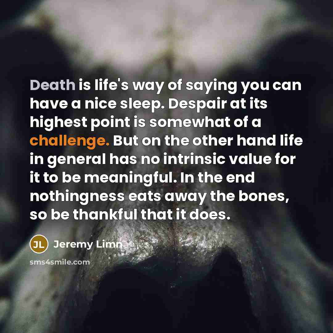 “Death is life's way of saying you can have a…” quote by Jeremy Limn